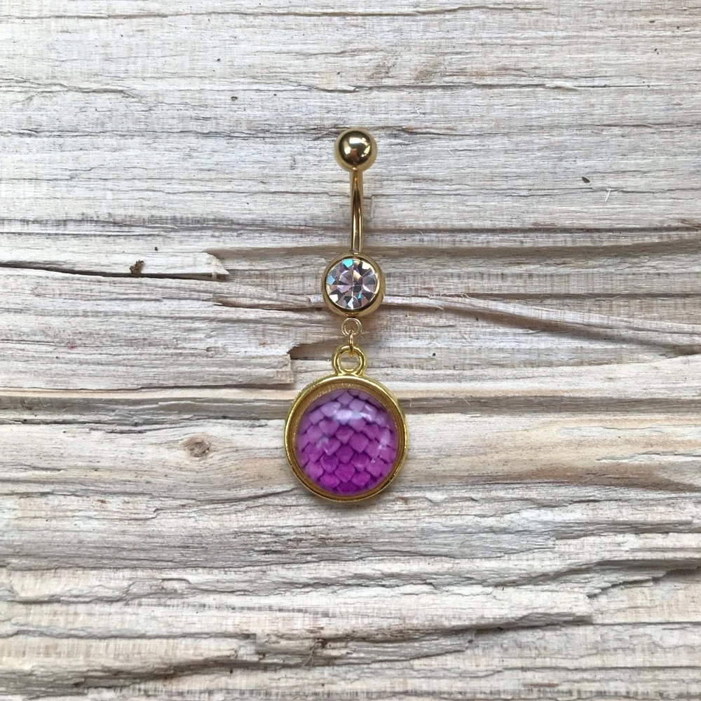 Gold Dragon Scale Belly Button Ring‎